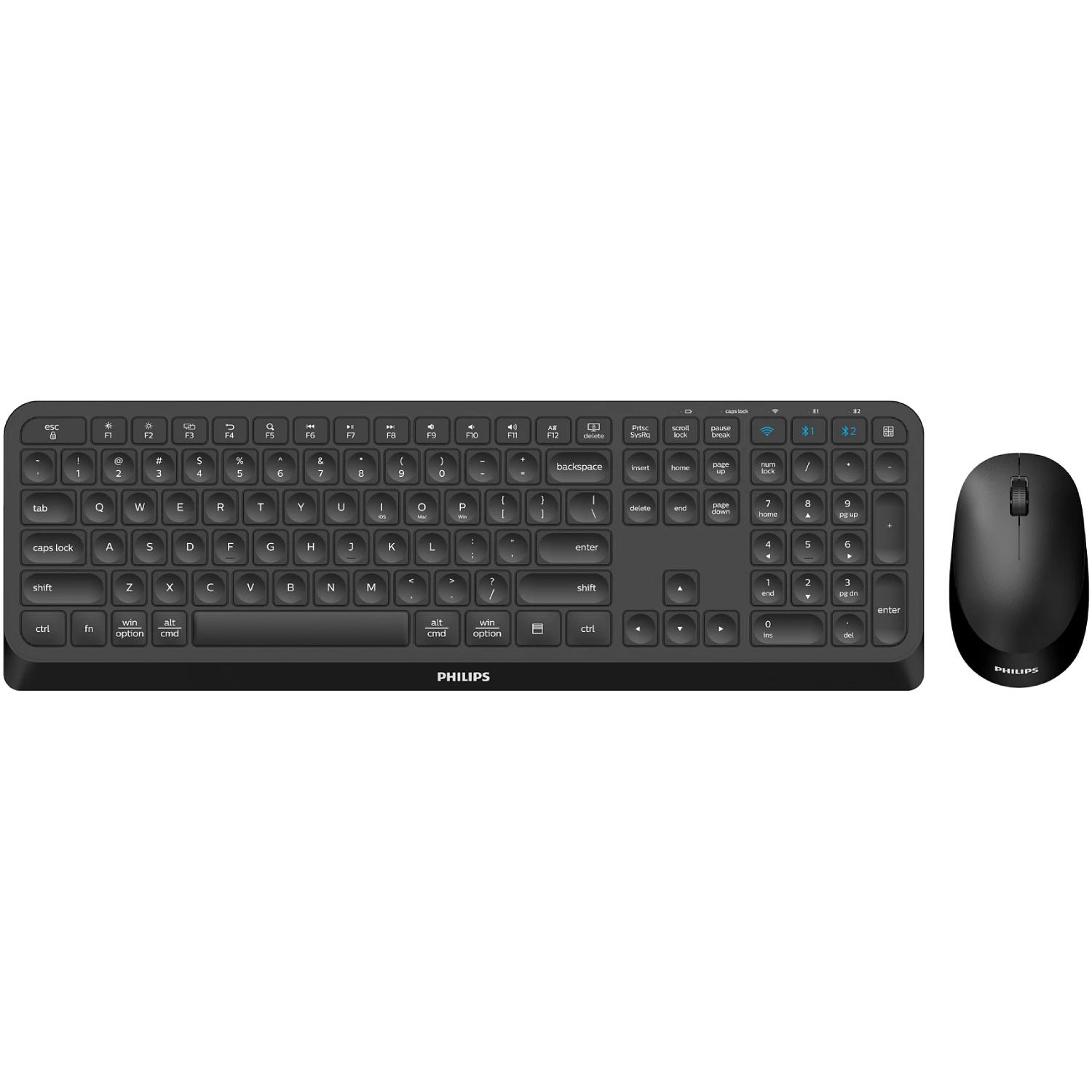 Комплект бездротовий Philips 6407 (клавіатура + мишка) UA, 2,4 ГГц/Bluetooth чорний