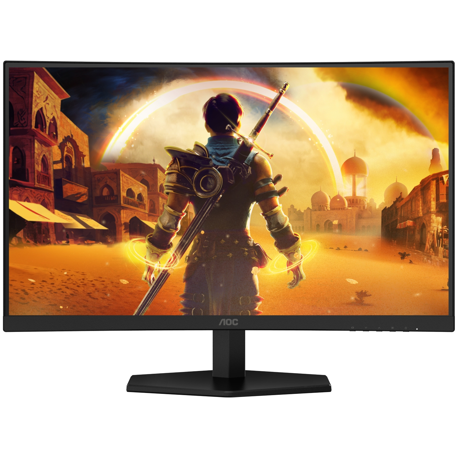 TFT 27" AOC C27G42E, VA, 180Гц, вигнутий, 2хHDMI, DP, колонки, чорно-червоний