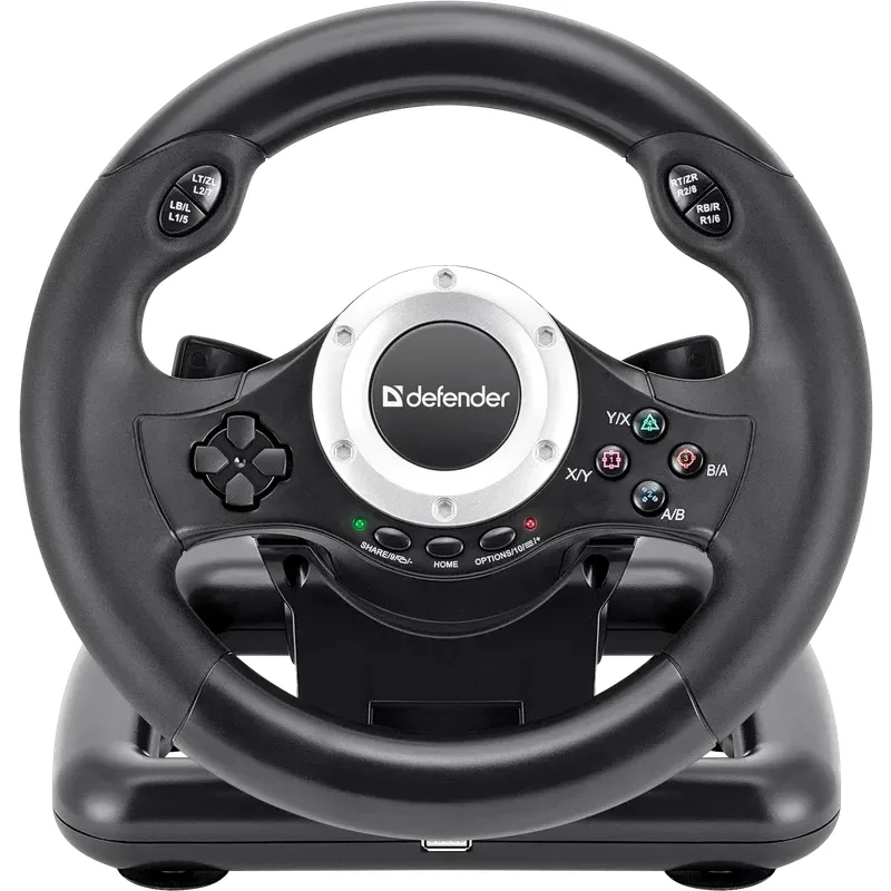 Ігрове кермо Defender Turbo Pro for PC/PS3/PS4/Xbox, 10кн., USB