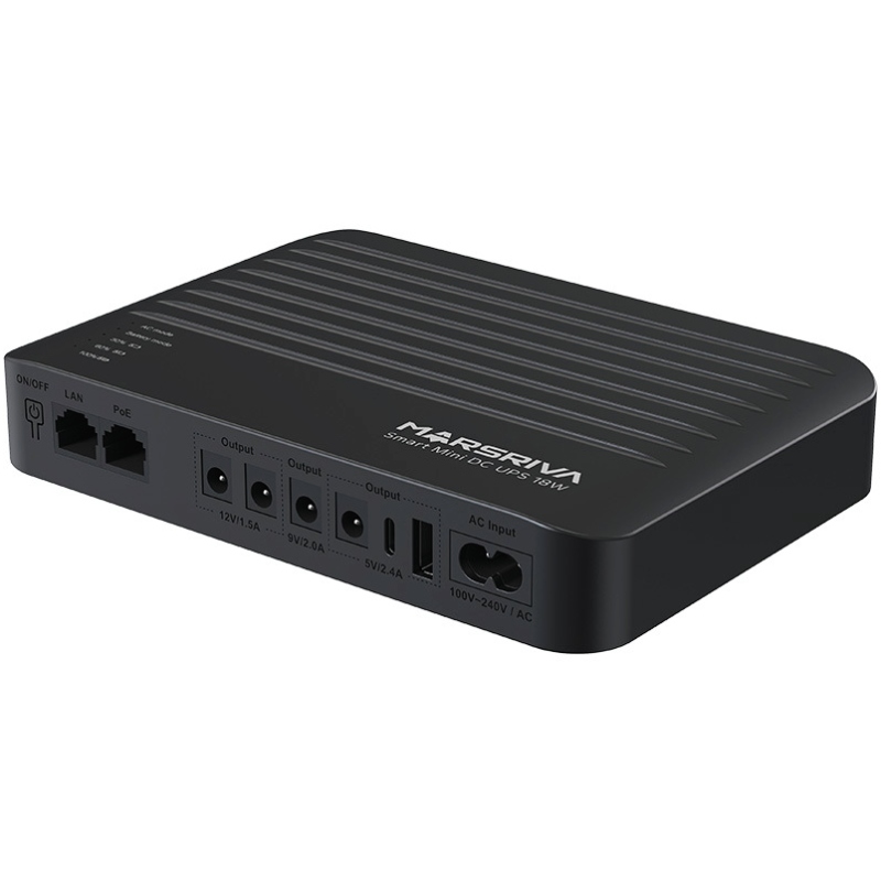 ДБЖ Marsriva DC Router UPS KP5 Max 4xDC+USB+USB-C+PoE OUT, 5V/9V/12V/24V 18W 20000mAh LiFePO4
