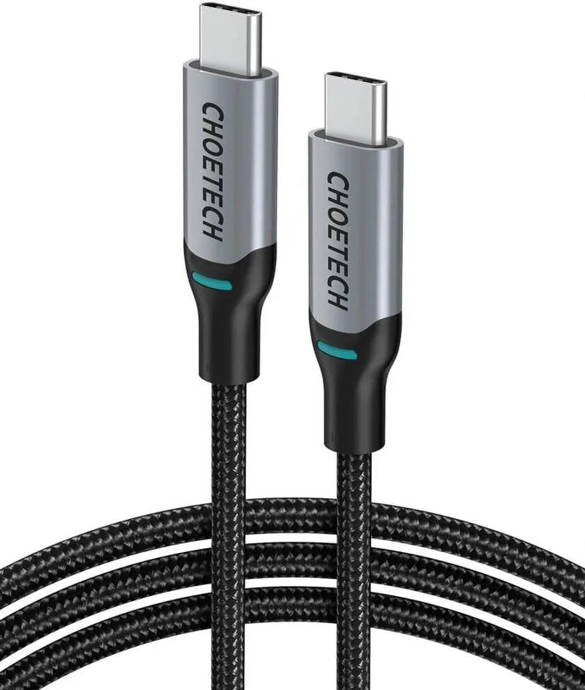 Кабель USB 2.0 Type-C M-M, 1.8 м, 100W, обплетення, PD, чорний Choetech