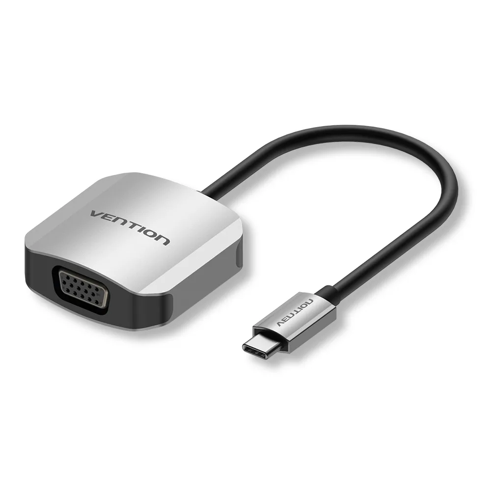 Перехідник USB 3.1 Type-C --> VGA (F), 1080p 60Hz, кабель 0.15м, Vention сірий