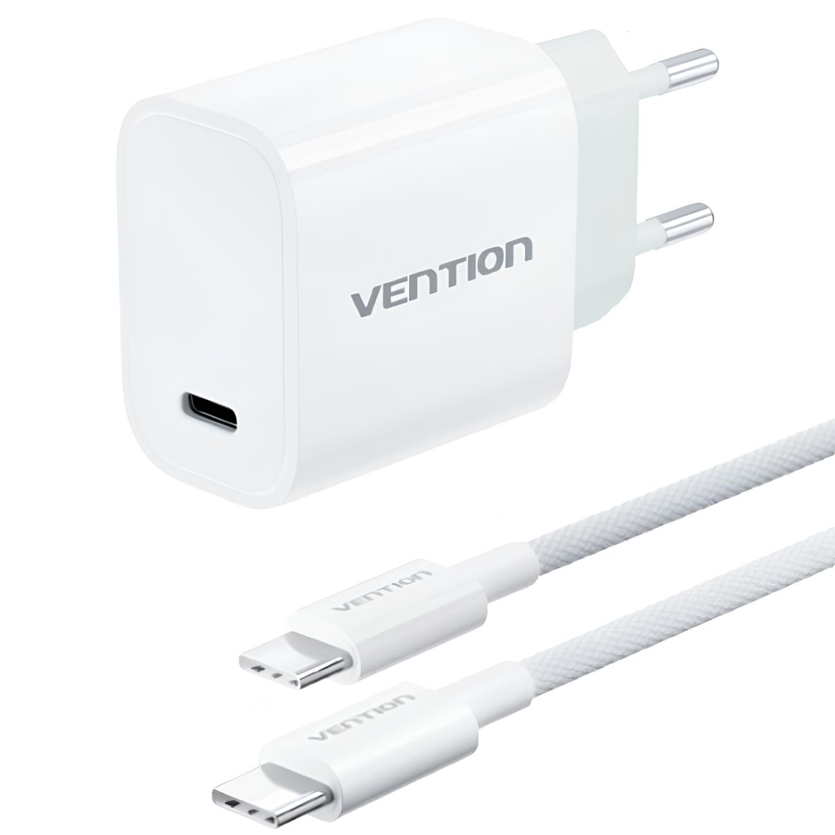 Зарядний пристрій 1xUSB-C 30W + USB-C cable М-М White Vention