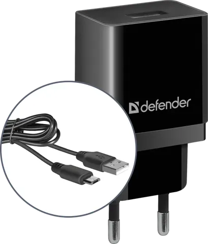 Зарядний пристрій 1xUSB 11W 2.1А + кабель micro-USB UPC-11 чорний Defender
