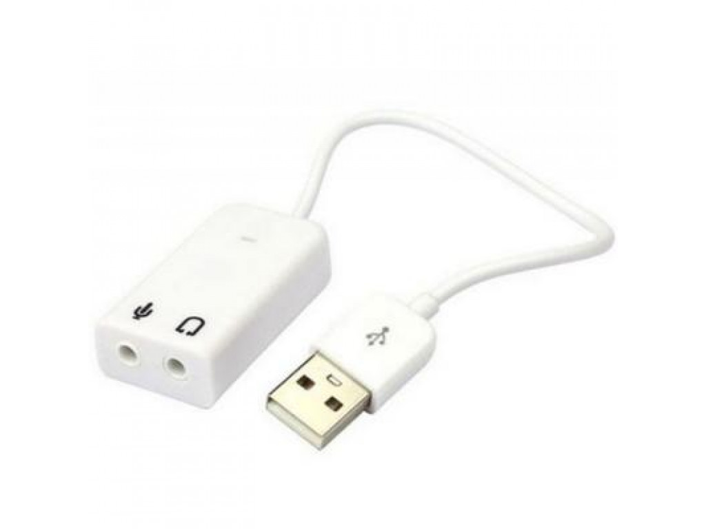 Звукова карта USB AUX jack, 2*TRS (Mic + Ear), Virtual 7.1 Channel, C-Media, кабель 25 см, біла