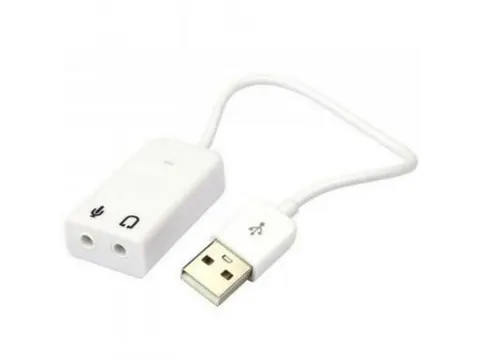 Звукова карта USB AUX jack, 2*TRS (Mic + Ear), Virtual 7.1 Channel, C-Media, кабель 20 см, біла