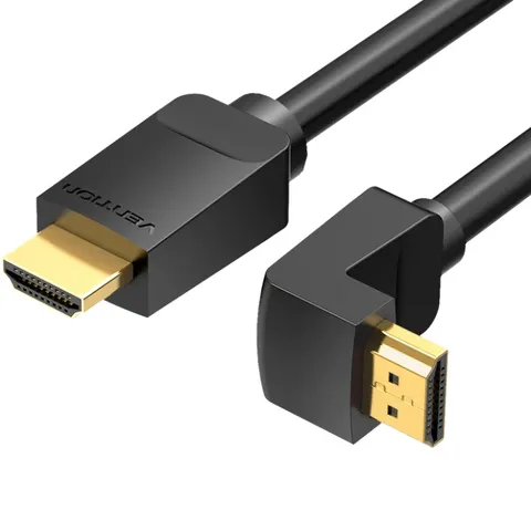 Кабель HDMI M - M, 1.0м, V2.0, 4K 60Гц, кут 270°,  PVC, чорний Vention