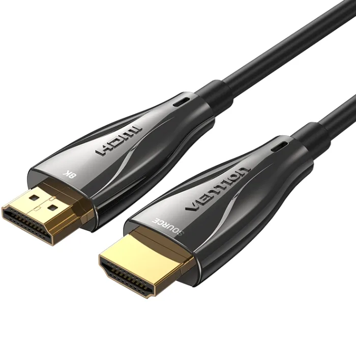 Кабель HDMI M - M, 15.0м, V2.1, Optical 8K 60Гц 48Gbps Dolby 7.1 TPE Black Zinc Alloy Vention
