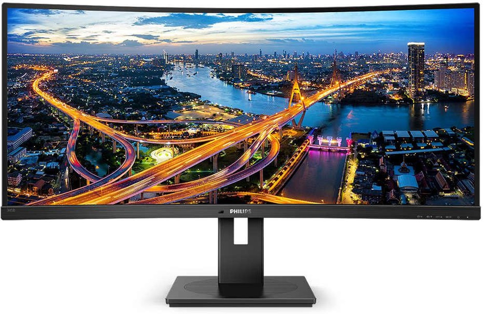 TFT 34" Philips 345B1C, VA, 3440x1440 WQHD, вигнутий, DP, HDMIx2, USB хаб, Pivot, колонки, чорний