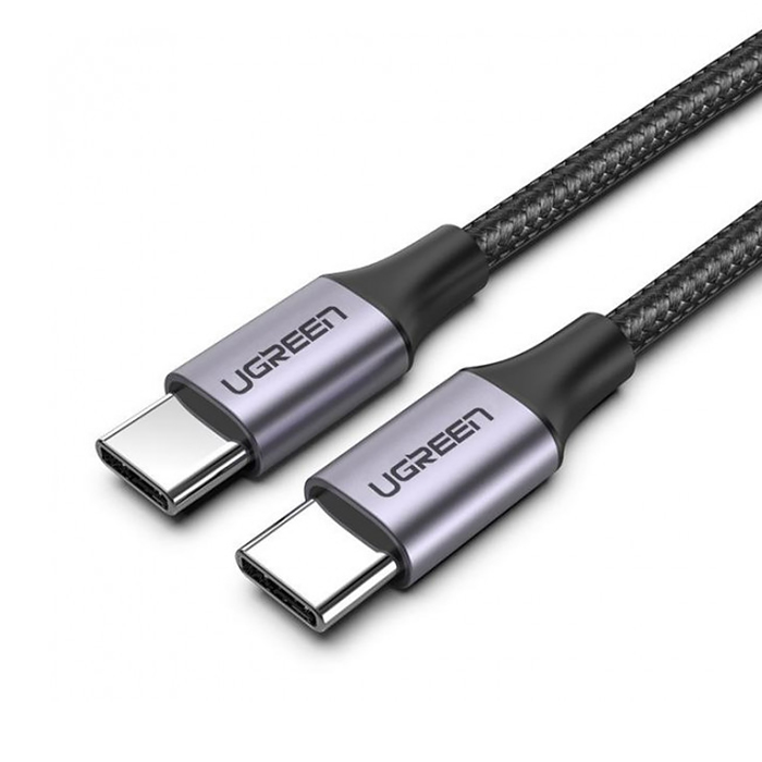 Кабель USB 2.0 Type-C M-M, 2 м, 60W Чорний, Round Cable Nickel Plating Aluminum Shell US261 UGREEN
