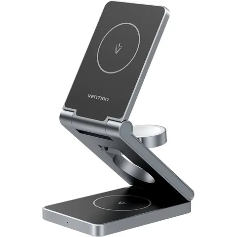 Зарядний пристрій Wireless 15W 3-in-1 Fast Charger Gray Vention