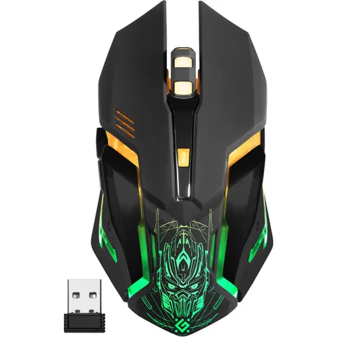 Мишка Defender Trigger GM-934, бездротова,  ігрова, 6 кн. 3200 dpi, 350mAh, LED, чорна