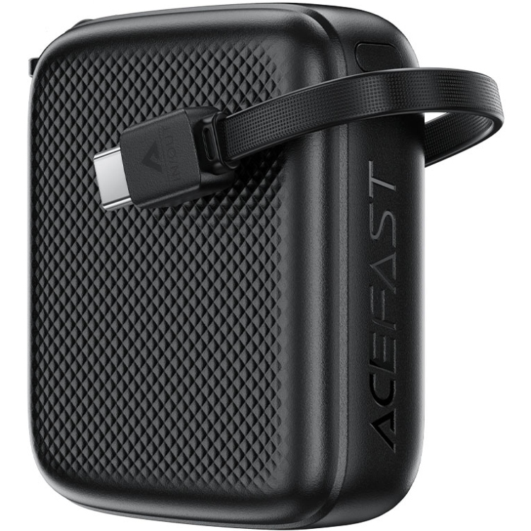 УМБ Acefast 10000mAh 20W PD,QC3.0 USB-C In/Out with build Type-C cable, M15 Black