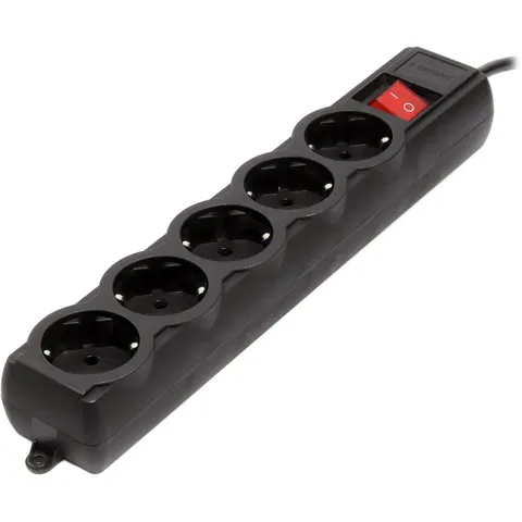 Power filtr 1.8м Gembird, 5 розеток, чорний, 16A, 1мм2