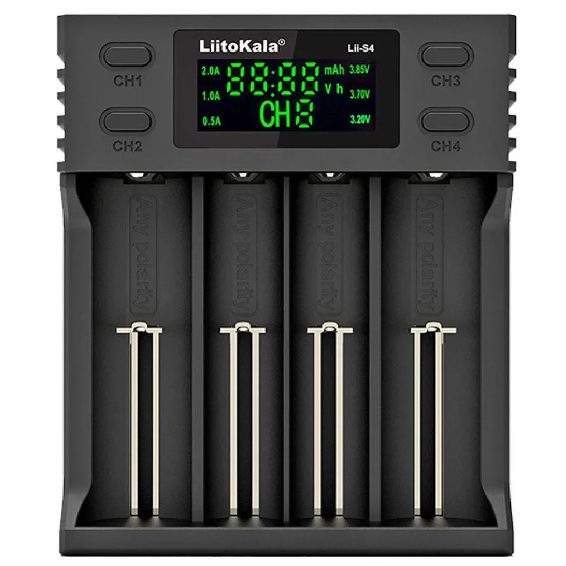 Зарядний пристрій LiitoKala Lii-S4, 4x(Lion/LiFePO4/NiMH/NiCd), Auto Polarity, Display