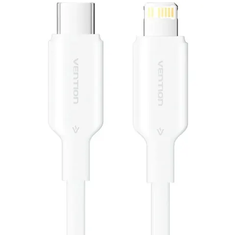 Кабель USB 2.0 Type-C M-Lightning M, 1.0м, PD 27W, PVC, білий Vention