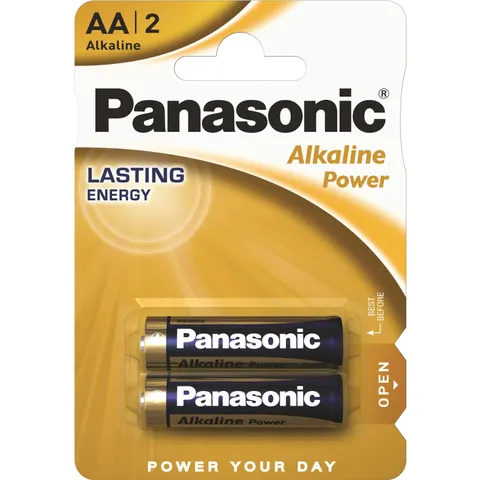 Батарейка AA, 1.5V, ALKALINE POWER лужна, Panasonic, блістер, 2 шт.