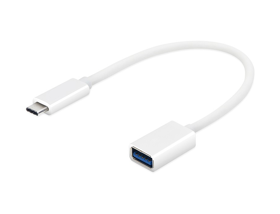 Перехідник USB 2.0 Type-C --> USB (OTG) OEM, кабель 0.2м, білий