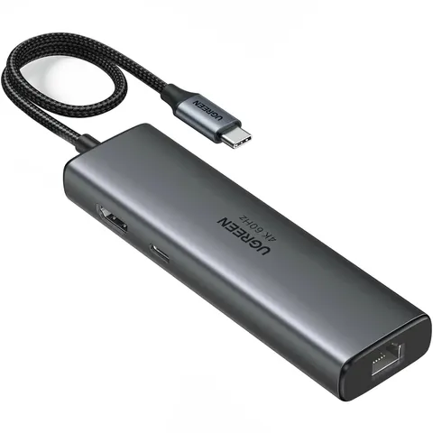 Док-станція USB3.2 Type-C --> HDMI 4K60Hz/2xUSB-A 3.2/USB-C 3.2/RJ45/ PD 100W CM512 Ugreen