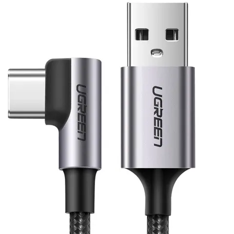 Кабель USB 2.0 AM-Type-C M, 1 м, 90°, (12V/3A), Чорний US284 UGREEN