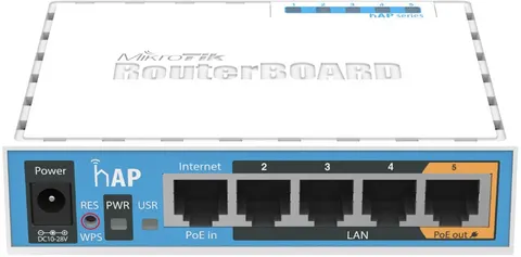 Маршрутизатор Mikrotik RB951Ui-2ND hAP with 650MHz CPU, 64MB RAM, 5xLAN, built-in 2.4Ghz 802.11b/g/n
