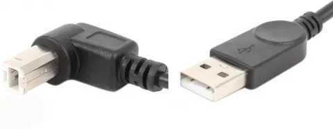 Кабель USB AM-BM, 1.0 м, кут 90° до низу, чорний