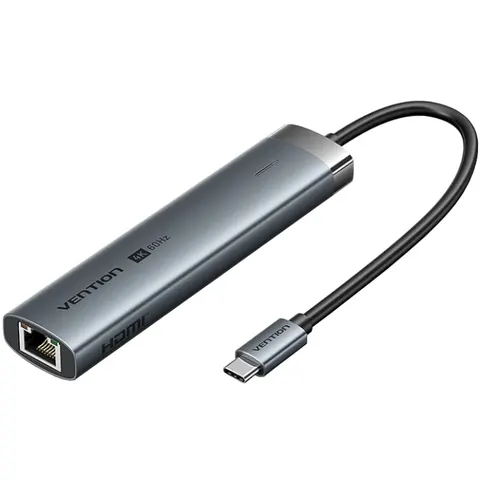 Док-станція USB3.2 Type-C --> HDMI 4K60Hz/USB 3.0x2/RJ45/PD 100W Hub 6-in-1 Vention