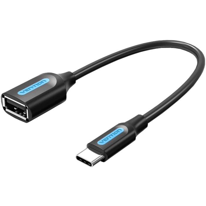 Перехідник USB 2.0 Type-C --> USB AF (OTG), 0.15 m PVC Vention чорний