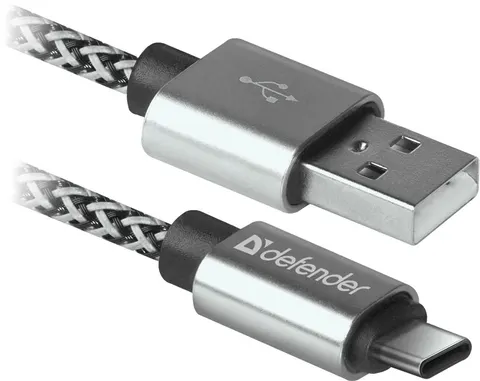 Кабель USB 2.0 AM-Type-C M, 1.0 м, білий, 09-03T PRO Defender