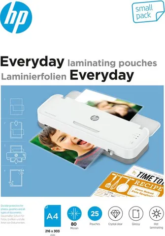 Плівка для ламінування HP Everyday Laminating Pouches, A4, 80 Mic, 216 x 303, 25 pcs