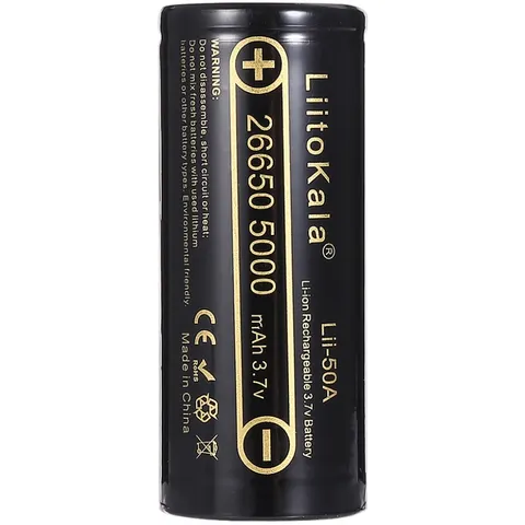 Акумулятор 26650 LiitoKala, Lii-50A, 5000mAh, 3.7V li-ion battery, 1 pcs