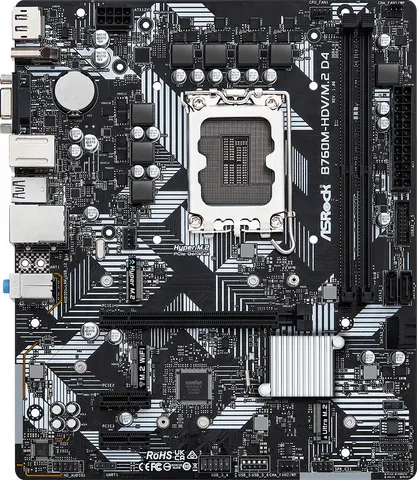 ASRock B760M-HDV/M.2 D4 (1700/B760, 2*DDR4, 1xPCIex16, 4xSATA, 3xM.2, GLan, 7.1ch, mATX)