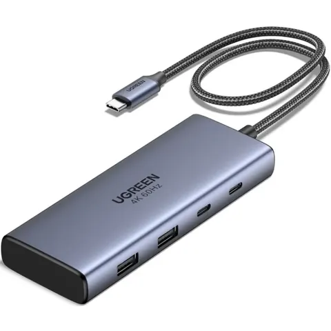 Док-станція USB3.2 Type-C --> HDMIx2 4K60Гц/2xUSB-A 3.2/2xType-C 3.2 10Гбіт/с/ PD 100Вт,сірий CM498