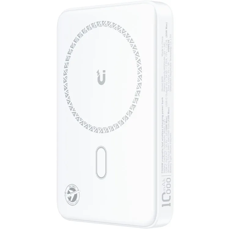 УМБ Acefast Magnetic Wireless 10000mAh 20W PD,QC 3.0, QI 15W, ультра тонкий, M26 White