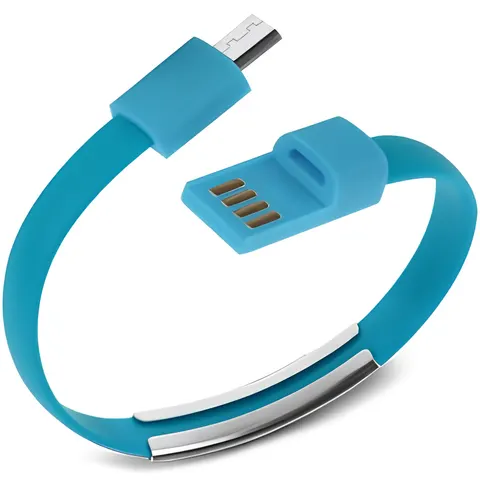 Кабель-браслет micro USB 2.0, блакитний RTL
