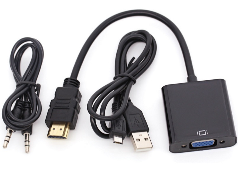 Перехідник HDMI M -> VGA F (з аудіо інтерфейсом), кабель 20см. OEM