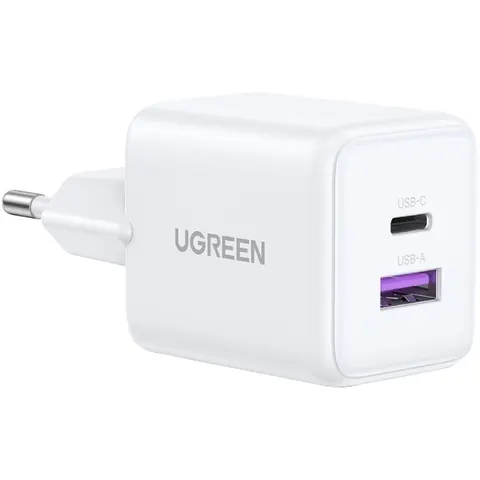 Зарядний пристрій 2xUSB 30W (USB-A + USB-C) X516 Gan білий Ugreen