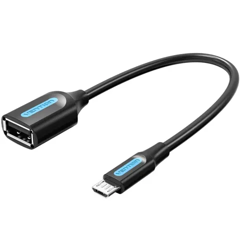 Перехідник USB 2.0 Micro BM --> USB AF (OTG) 0.15 м,  PVC Vention чорний