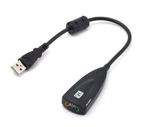 Звукова карта USB AUX jack, 2*TRS (Mic + Ear)  Virtual 7.1 Channel, C-Media, кабель 25 см, чорна