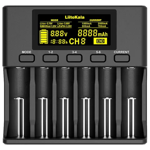 Зарядний пристрій LiitoKala Lii-S6, 6x(Lion/LiFePO4/NiMH/NiCd), Auto Polarity, Display+CAR charger