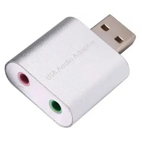 Звукова карта USB AUX jack, 2*TRS (Mic + Ear), C-Media chip, RTL, срібляста