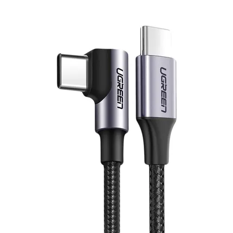 Кабель USB 2.0 Type-C M-M, 2 м, 90°, 60W Чорний+Cірий, US255 UGREEN