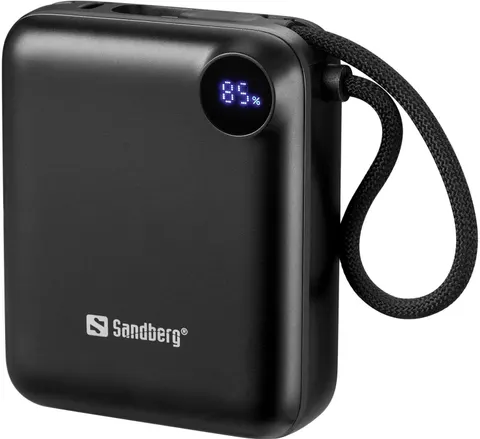 УМБ Sandberg 10000mAh 20W PD,QC3.0, USB-C In/Out, PowerThru, with built-in 2xUSB-C cables