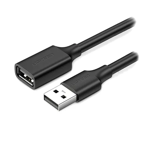 Кабель продовжувач USB 2.0 AM-AF, 3м, Nickel Plating Extension Cable Чорний, US103 UGREEN