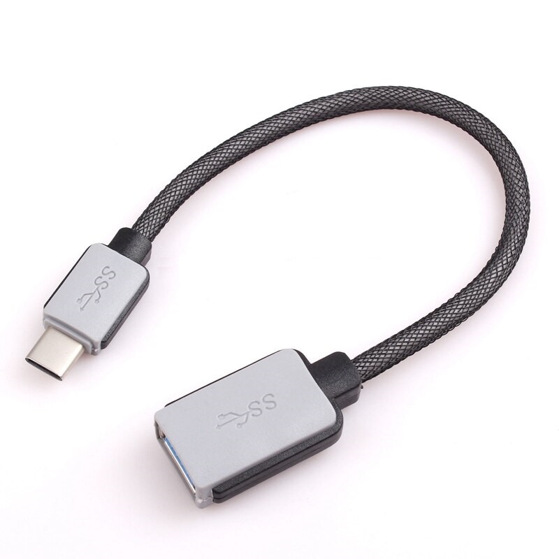 Перехідник USB 3.1 Type-C -->USB AF (OTG) кабель 0.2м, обплетення, OEM