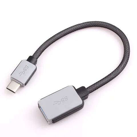 Перехідник USB 3.1 Type-C  -->USB AF (OTG) кабель 0.2м, обплетення, OEM