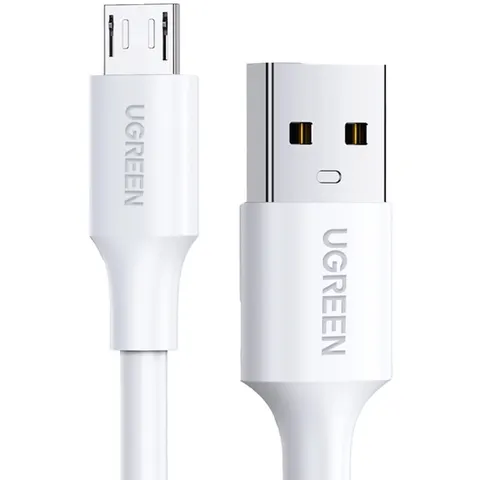 Кабель USB 2.0 AM-Micro M, 1м, 60W Nickel Plating Білий, US289 UGREEN
