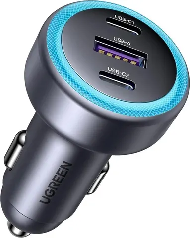 Автозарядка 3xUSB 30W (2xUSB-C + USB-A) QC 4.0 Сіра (EC307) UGREEN