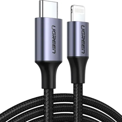 Кабель USB 2.0 Type-C M-Lightning M, 1.0м, 60W, чорний, US304 UGREEN