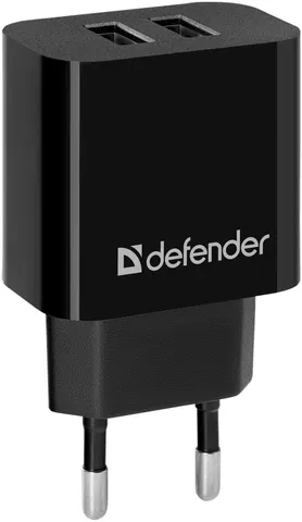 Зарядний пристрій 2xUSB 12W 2.1A UPC-21 +кабель microUSB, чорний Defender
